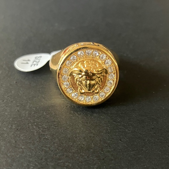 Versace Gold Medusa Ring with CZ Diamond 💎 Size-11 - Picture 2 of 12